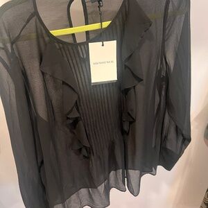 # 218 Womens who what wear black sheer blouse NWT sz xl